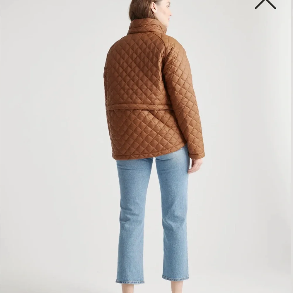 Athleta Quilted Tan Puffer Jacket - Picture 2 of 8